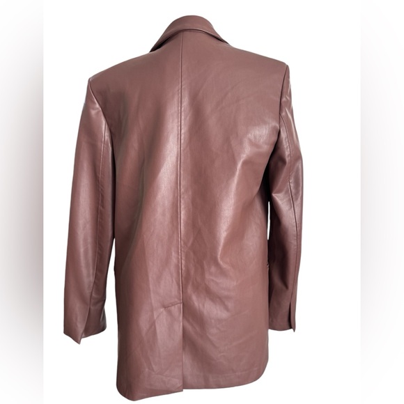 ZARA Faux Leather Blazer, Two Button Front, Pockets, Size S - Picture 3 of 12